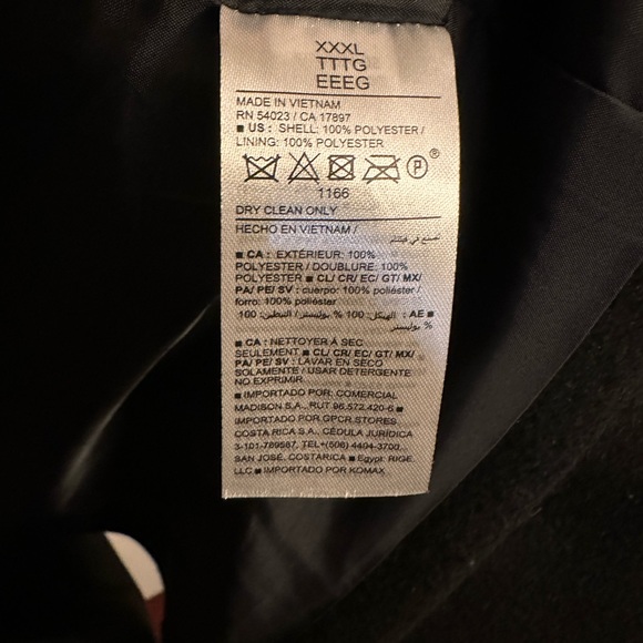 Old Navy Men’s Mid Length Topcoat Coat Black XXXL Preppy Luxury Classic - Picture 7 of 7